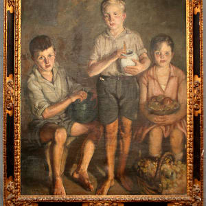 Tres nens by Agustí Ferrer i Pino  Image: Obra amb el marc.