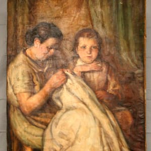 Dona i nena cosint by Agustí Ferrer i Pino 