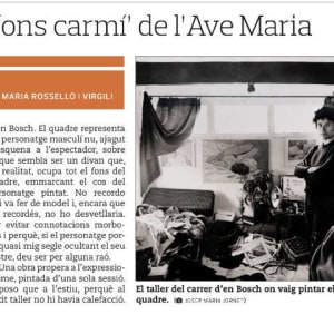 Nu sobre fons carmí by Josep Maria Rosselló i Virgili  Image: Article de l'artista publicat a l'Eco de Sitges del 6 d'abril de 
2023 sobre l'obra.