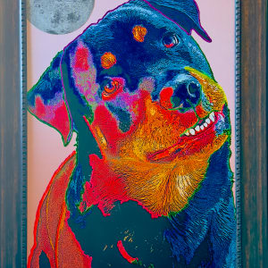 LUNA THE MOON DOGGIE by Curtis DIckman  Image: FRAMED