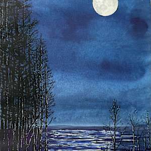 Tall Pines and Moon by Katy Heyning
