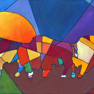 Buffalo Quilt - print on wood by Danna Tartaglia