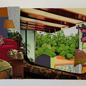 Interior: Red Couch and Landscape by Mickalene Thomas