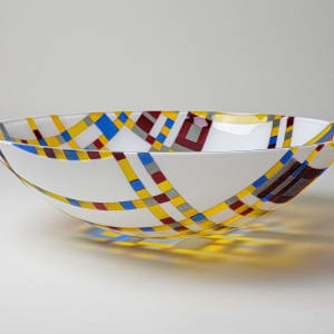 Broadway Boogie Woogie in a Bowl for Piet Mondrian #3 by Scheller's Macoupin Prairie Glassworks 