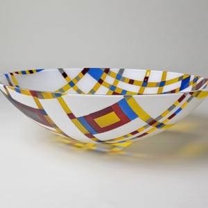 Broadway Boogie Woogie in a Bowl for Piet Mondrian #3 by Scheller's Macoupin Prairie Glassworks 