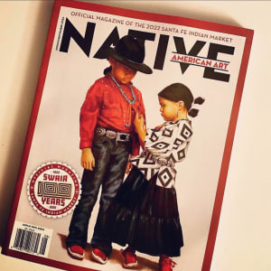 Market Day 2022 by Karen Clarkson  Image: The painting of siblings Abraham and Leia was chosen to be on the cover of the Aug/Sept issue of Native American Arts Magazine. This issue celebrates the 100 year anniversary of the Santa Fe India Market - the largest Indian Market in the world.
