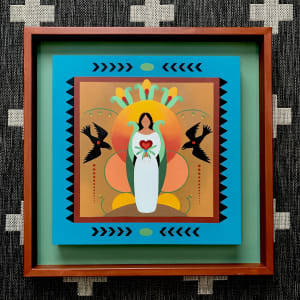 Legend of the Corn Woman by Karen Clarkson  Image: View of framed art in solid wood. Custom designed by artist