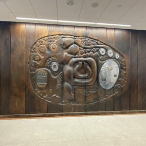 Untitled (Mahogany and metal wall sculpture by Charles Pebworth 