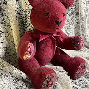 Jointed Bear Red, Flower Pads by Susan Detroy 