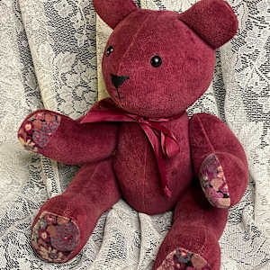 Jointed Bear Red, Flower Pads by Susan Detroy 