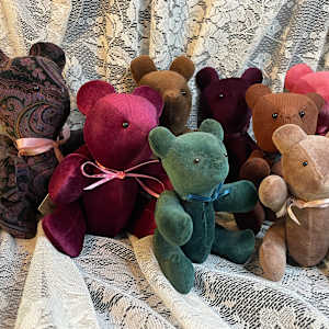 Velveteen Sachet Bear, Medium, Paisley by Susan Detroy  Image: One of several sweet bears. 