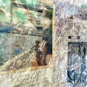 European  Image: "European" is part of the "One Life' series. These artworks are a limited number of pieces utilizing family life, childhood, travel and reflection themes. I lived in Spain and traveled in Europe as a young adult. I saved many images and repurpose them here. The paper backing is a National Geographic altered page. My memories of my life and travels in Spain simultaneously feel real and distant. 