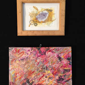 Happy Marks by Susan Detroy  Image: Happy Marks was shown and purchased by the same collector who bought the Feather card shown in this photograph. 