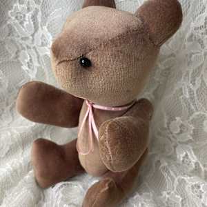 Velveteen, Sachet Bear, Mauve,  Buttons, Medium by Susan Detroy 