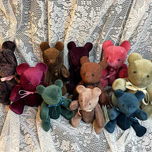 Velveteen, Sachet Bear, Mauve,  Buttons, Medium by Susan Detroy 