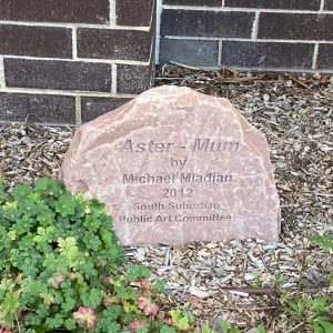 Aster-Mum by Michael Mladjan  Image: "Aster-Mum" by Michael Mladjan, 2012. Dedication stone/plaque.