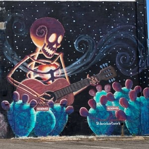 Untitled - skeleton playing guitar near cactus by Daniel Gonzalez  Image: "Untitled - skeleton playing guitar near cactus" by Daniel Gonzalez, 2015