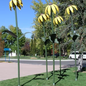 5 Sunflowers by Christopher Weed  Image: "5 Sunflowers" by Christopher Weed, 2002, as seen from lawn