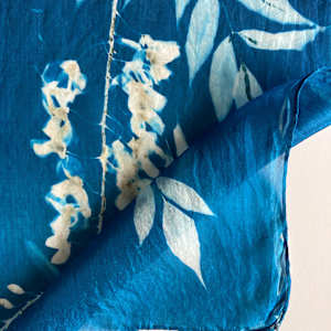 Wisteria Cyanotype Silk Scarf by Nanette Moss 