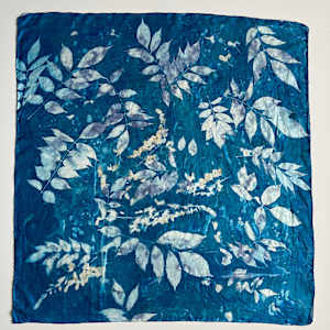 Wisteria Cyanotype Silk Square Scarf by Nanette Moss 