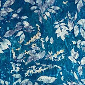Wisteria Cyanotype Silk Square Scarf by Nanette Moss 