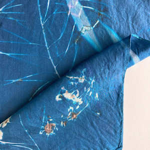 Fireweed and Ocean Spray Cyanotype Silk Scarf by Nanette Moss 