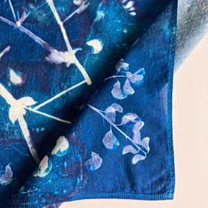 Sweet Pea 2 Cyanotype Organic Cotton Square Scarf by Nanette Moss 