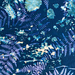 Three Ferns Cyanotype Organic Cotton Square Scarf by Nanette Moss 