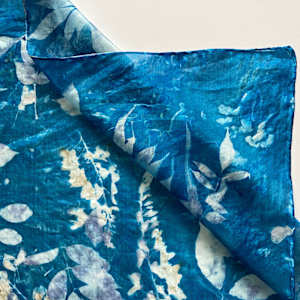 Wisteria Cyanotype Silk Square Scarf by Nanette Moss 
