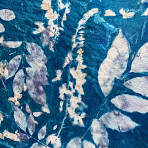 Wisteria Cyanotype Silk Square Scarf by Nanette Moss 