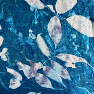 Wisteria Cyanotype Silk Square Scarf by Nanette Moss 
