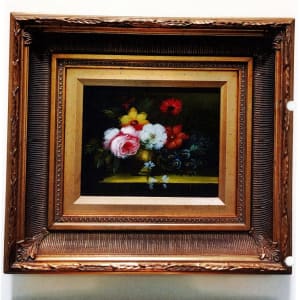 Yellow vase of flowers by Unkown Scati