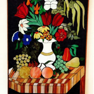 Bowl of Flowers with Fruit by IRC Mosaic Guild