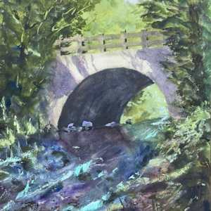 Bridge Over Gulpha Creek en plein air by David G. Hyatt, Image 3.