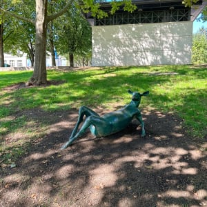 Scioto Lounge I At the River (Lounging Deer) by Terry Allen