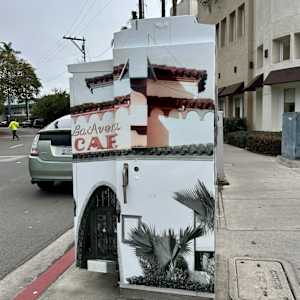 Art Outside the Box Take 2: Adella and Orange Avenue by Jasmine Lo, Jocain Howard  Image: La Avenida Cafe in its heyday. Date unknown. Coronado Historical Association Collection. Rights reserved.