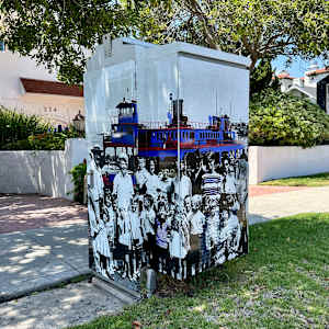 Art Outside the Box Take 2: 4th and Orange Avenue by Griffen Wong, Juniper Clark  Image: Miss Bunny’s class taking a ride on the ferry during its last day in service. August 1, 1969. Coronado Historic Association Collection. Rights reserved. 