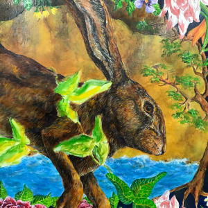 With Vines Entwined in His Hare by Susan F. Schafer  Image: In progress2