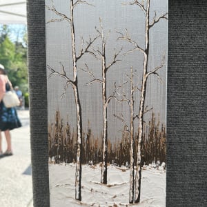 Aspens in the Snow 51, Silver Sky by Tara Austin Novak  Image: Created at Beaver Creek Art Festival, August 2024