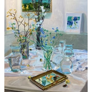 Still Life with Water-Filled Vessels, Flowers and Chocolates by John Schmidtberger