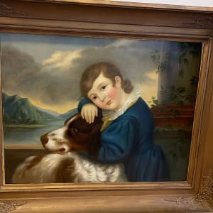 Boy with Dog by Artist Unknown 