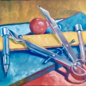 Moral Compass (Triptych) by Mary Reusch  Image: Moral Compass: Red Ball and Wooden Block