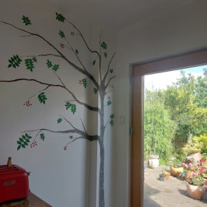 Ash Tree  Image: The main idea of this project is to bring the garden inside the House, the owners are nature lovers and art lovers, they asked me to bring nature closer through my paintings.