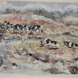 Resting Cows by the Creek on a Sunny Melting Snow Day - Boones Mill by Mary Jane Burtch