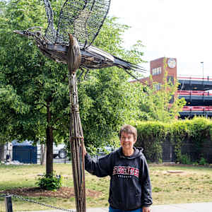 Painting the Pileated Woodpecker by Karen Pannabecker  Image: Painting the Pileated Woodpecker by Karen Pannabecker (with artist).