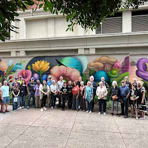 Pearl Fu Plaza Mural (Untitled) by Wingchow (Christina Wing Chow)  Image: At the 9/14/25 celebration and artist meet and greet.