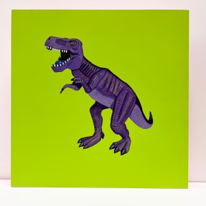 Big Rex - Violet on Yellow green by Colleen Critcher