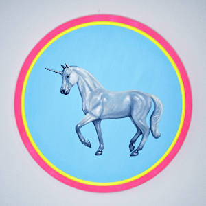 Unicorn on Blue by Colleen Critcher