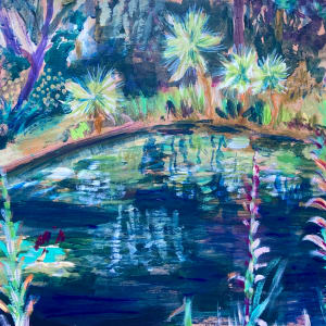 Dropping the burden of knowing by the pond by Angie Porter