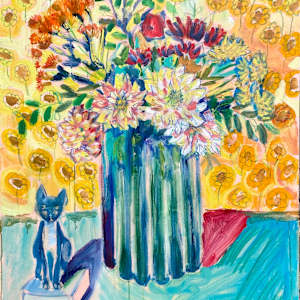 Summer Dahlias and Egyptian Cat by Angie Porter, Image 1.